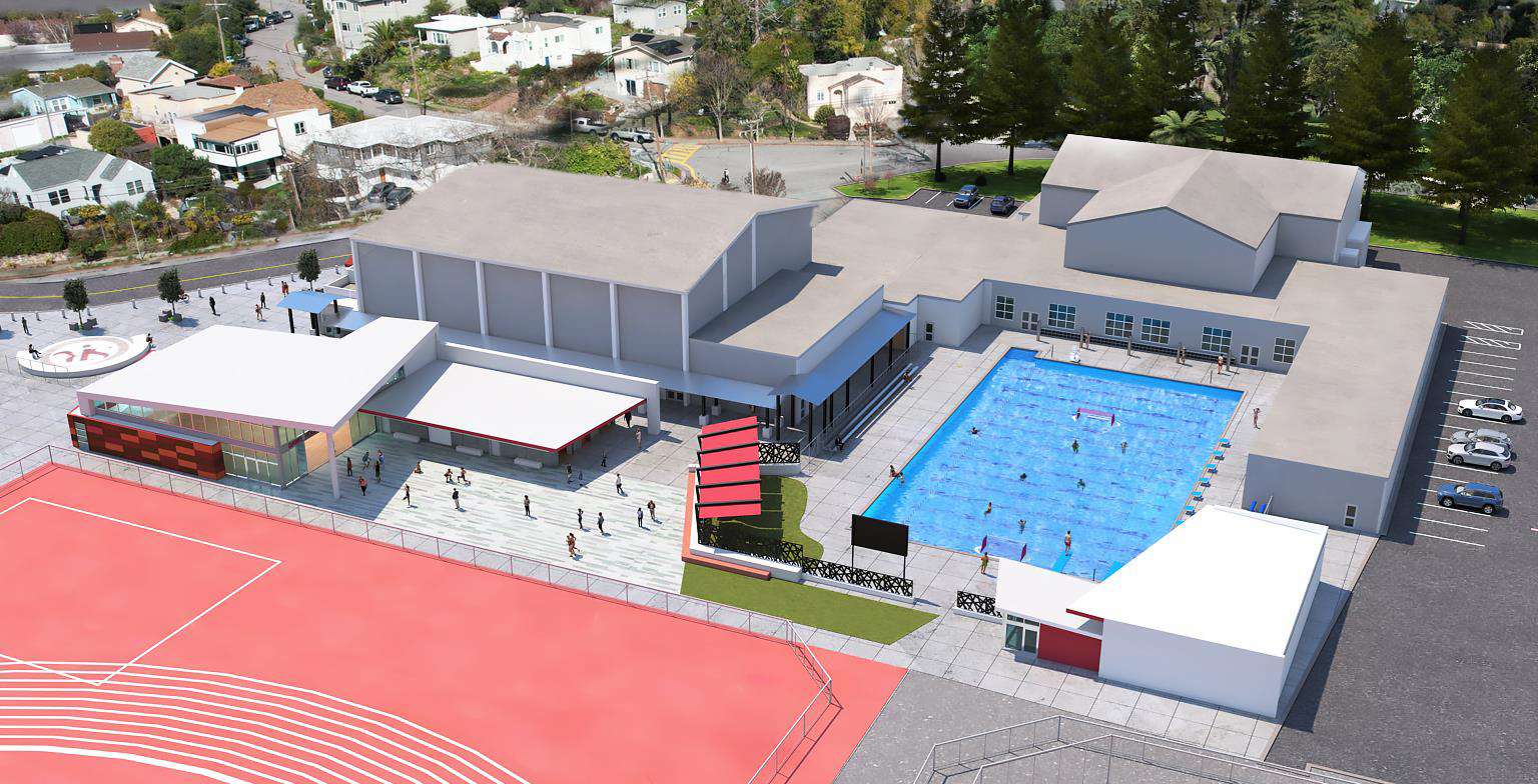San Rafael Highschool building and pool